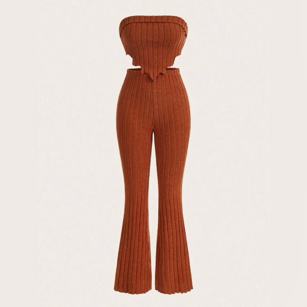 NWT SHEIN EZwear Solid Tube Top & Flare leg
